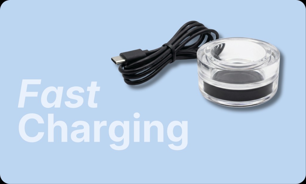 Fast charging — USB-C cable and charging base